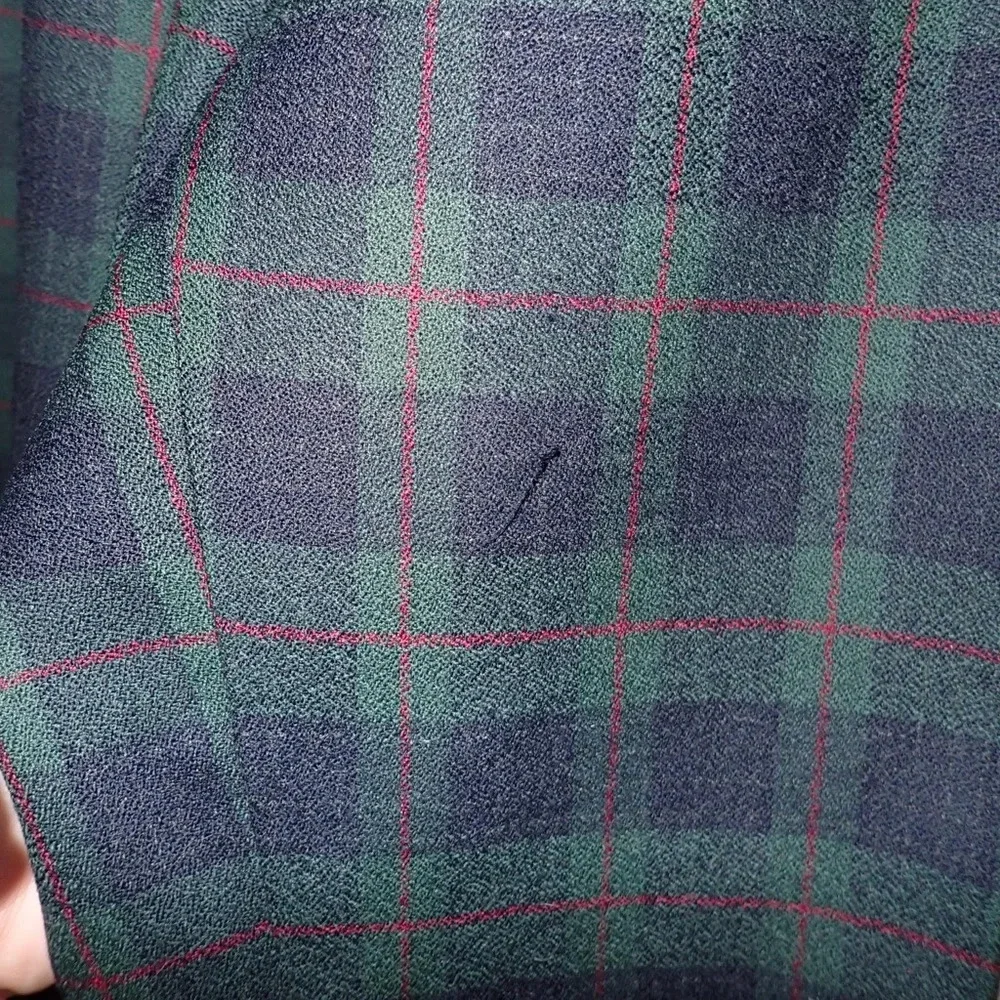 Vintage Savannah Plaid Green and Blue Wool High Waisted Pants 18